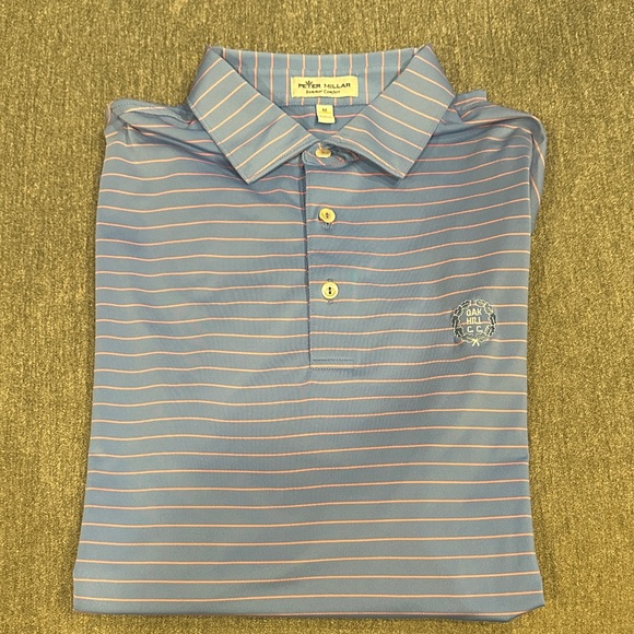 Peter Millar Blue and Pink Striped Golf Polo - Picture 1 of 8